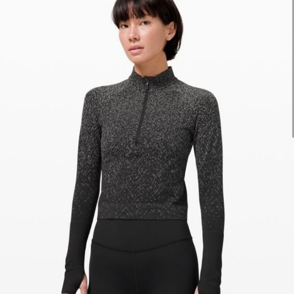 LULULEMON Restless Cropped 1/2 Zip Herringbone Pullover